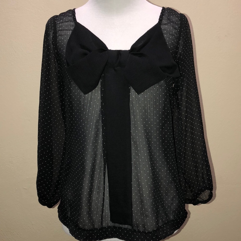 Zara Basic XS blouse with bow - Picture 1 of 5
